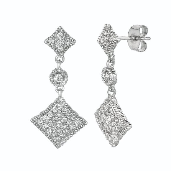 0.51 Carat Diamond Drop Earrings 14K White Gold